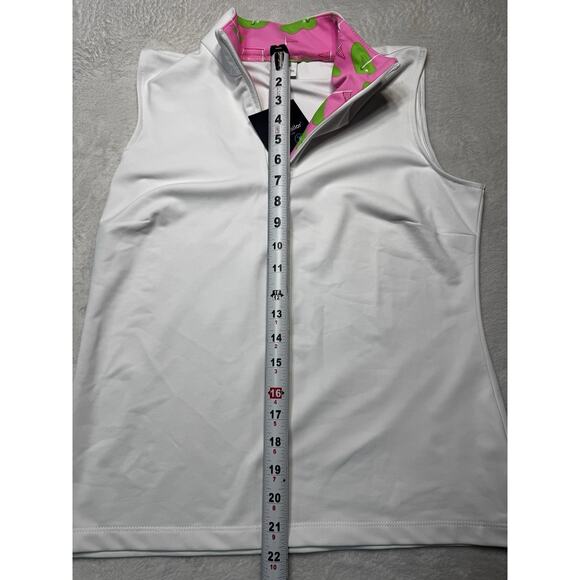 Sailor-Sailor Britt Sleeveless Golf Top White Golf Life Pink SZ S UPF 50+ NWT - Picture 7 of 12